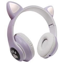 【パープル】猫耳ワイヤレスヘッドフォン